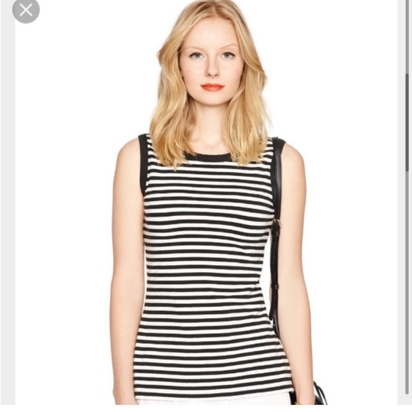 Kate Spade Black White Stripe Bow Keyhole Back Tank Top Size M - Picture 2 of 10